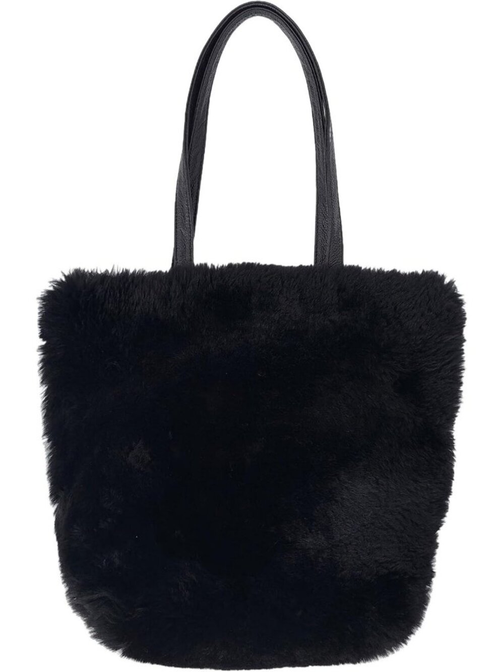 Cozy Lamb Shearling Tote Bag with Soft Calfskin Leather Straps, Chic Fur Purse